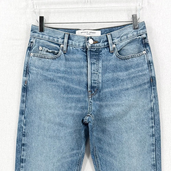 APIECE APART Chill Jean Women 27 Blue Austin Wash Denim Straight Leg Ankle NEW - Picture 3 of 13